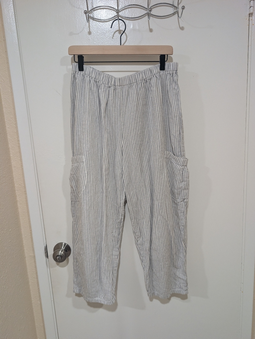 Heart's Desire Cropped Striped Linen Pants